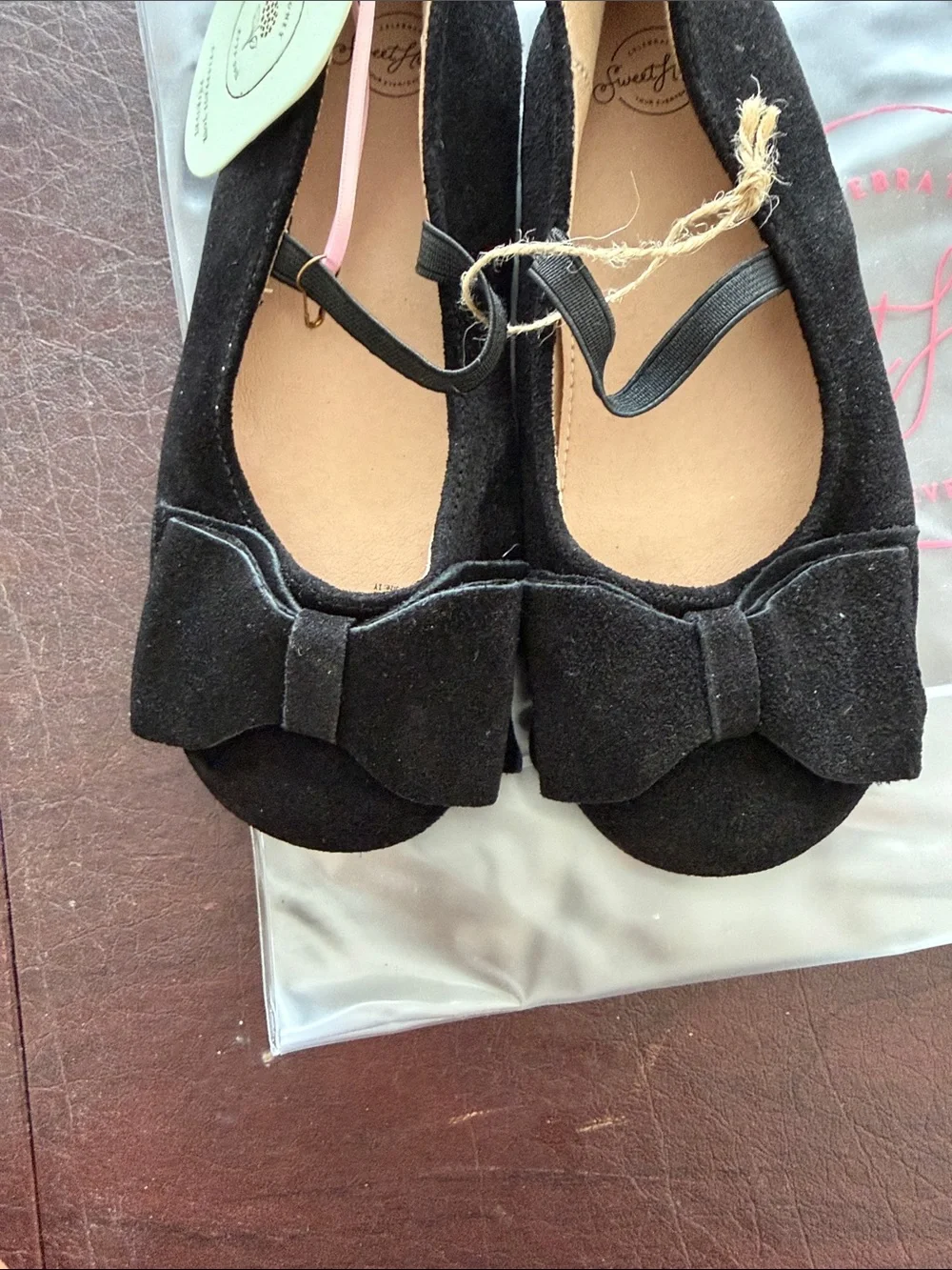 SweetHoney Black Bow Ballet Flats for Girls size 1Y